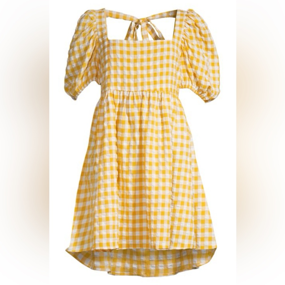 JACQUIE THE LABEL- Gingham Puff-Sleeve Dress - M
